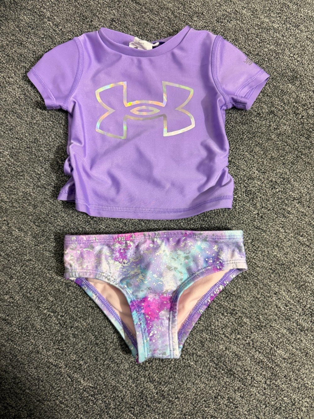 Under Armour Lavender Girls Swim Set with Holographic Logo 12M